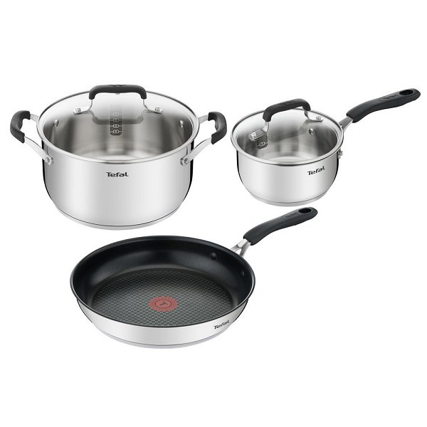 Tefal Cook & Cool Pannenset - 3-delig Steelpan 16cm,  Koekenpan 28cm, Kookpan 24cm