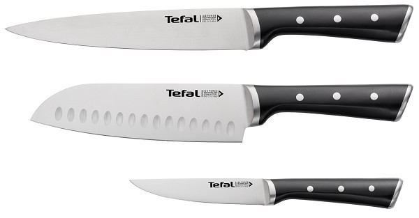 Tefal Ice Force Messenset 3-delig: Santoku 18cm, Vleesmes 20cm, universeel mes 11cm