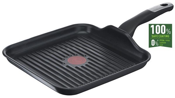 Tefal Unlimited Grillpan 26x26cm van aluminium met titanium coating.  Geschikt voor alle warmtebronnen, inclusief inductie