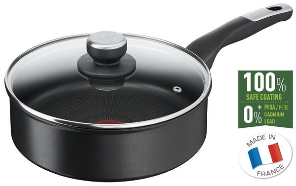 Tefal Unlimited Hapjespan 24cm + deksel van aluminium met titaniium coating, geschikt voor alle warmtebronnen, inclusief inducti