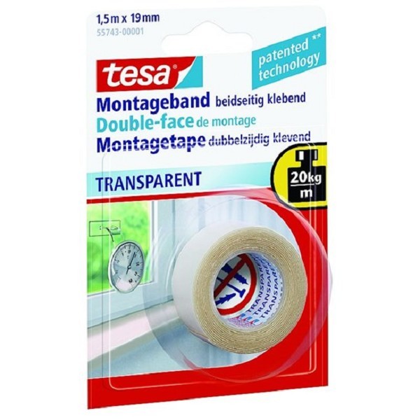 Tesa montagetape transparant 1,5 m