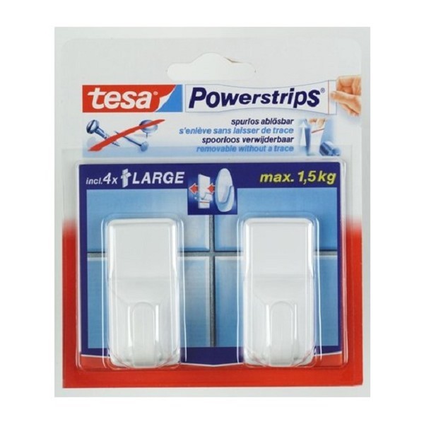 Tesa Plakhaakjes met powerstrips wit groot