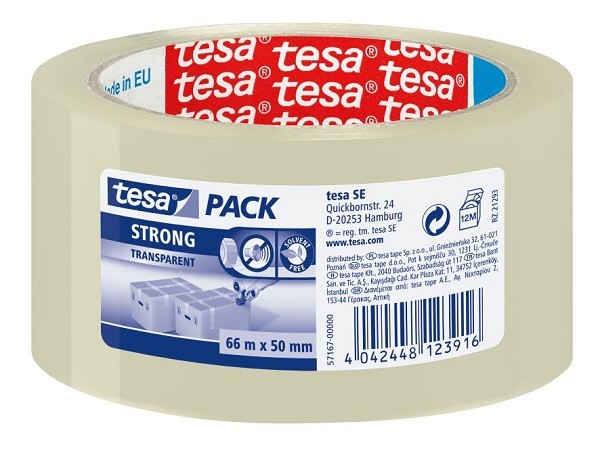 Tesa verpakkingstape / dozenplakband 66mx50mm transparant pak a 6 rol