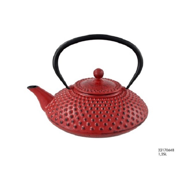 Theepot gietijzer 1,25L Rood