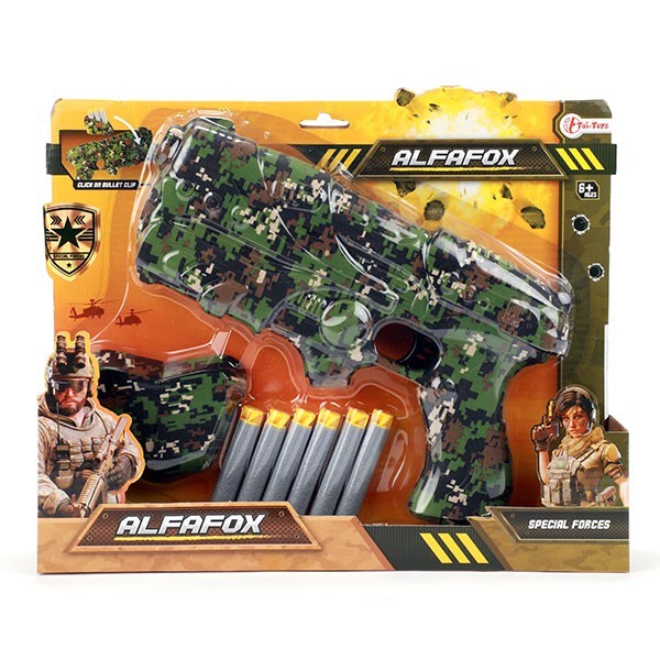 Toi Toys Alfafox Militair Pistool met 6 foampijlen