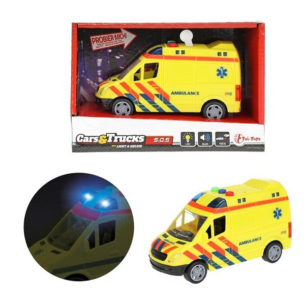 Toi Toys Cars&Trucks Ambulance 15x8cm frictie met licht en geluid NL