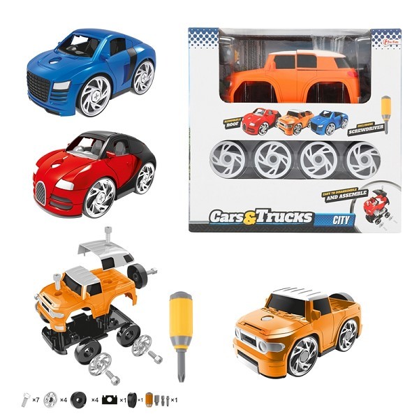 Toi Toys CARS&TRUCKS Auto met 4 losse wielen