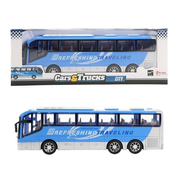 Toi Toys Cars&Trucks Blauwe reisbus 32cm frictie