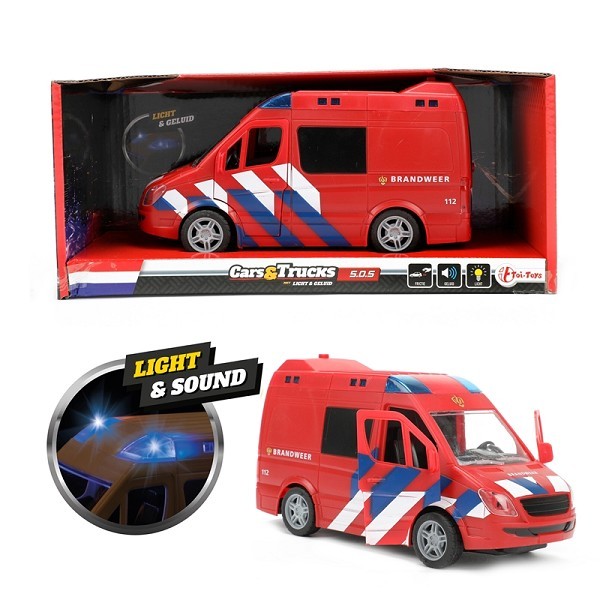 Toi Toys Cars&Trucks Brandweerbus frictie met licht en geluid 21cm