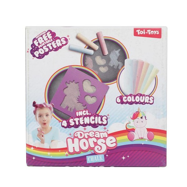 Toi Toys Dream Horse Eenhoorn stoepkrijtset met 4 sjablonen