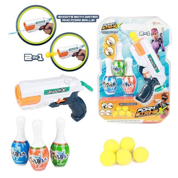 Toi Toys Foam StrikeX set waterpistool + 5 ballen en 3 kegels