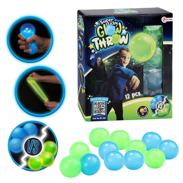 Toi Toys Glow in the dark ballen Glow Throw 12-delig