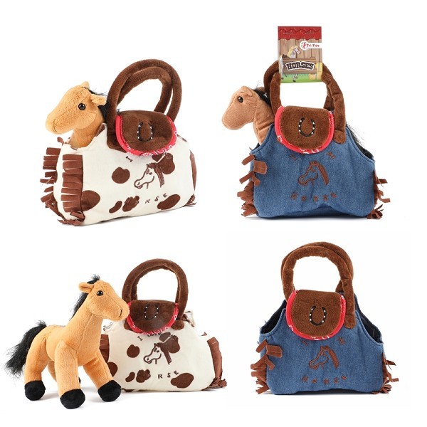 Toi Toys HORSES Pluchen paard in handtas