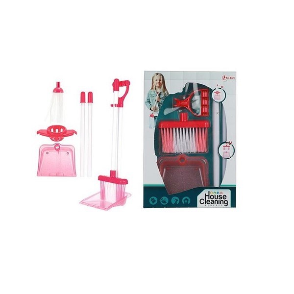 Toi Toys HOUSE CLEANING Schoonmaakset dweil+bezem en blik