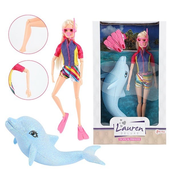 Toi Toys Lauren Tienerpop duikster met glitter dolfijn