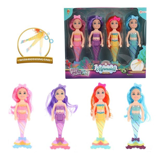 Toi Toys Mermaids Set met 4 poppen 15cm Zeemeermin zusjes