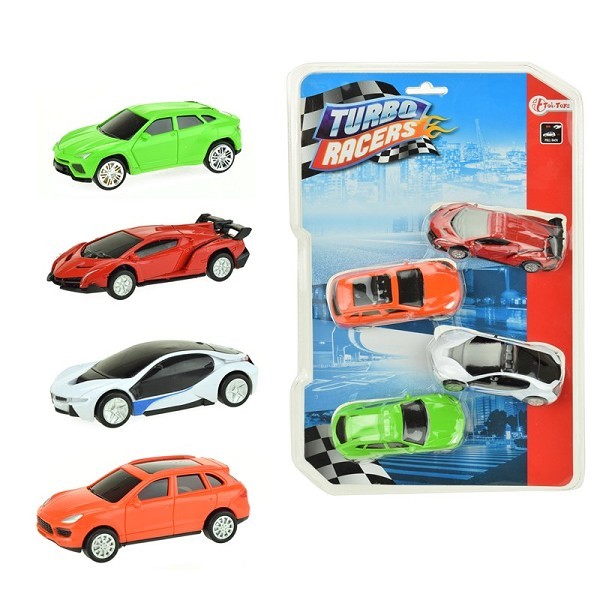 Toi Toys Pullback race auto's 4 stuks op blisterkaart