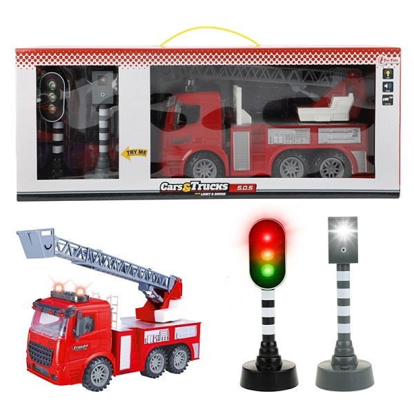 Toi Toys Set brandweer frictie + verkeerslicht (licht+geluid)