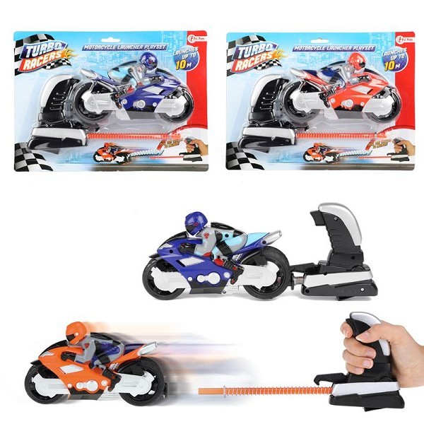 Toi Toys Turbo Racers afschietmotor met motorrijder