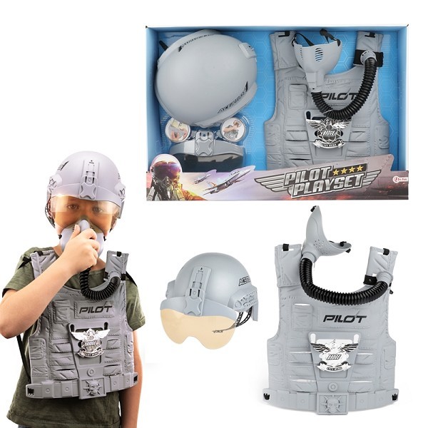 Toi Toys Verkleedset gevechtspiloot met helm en vest