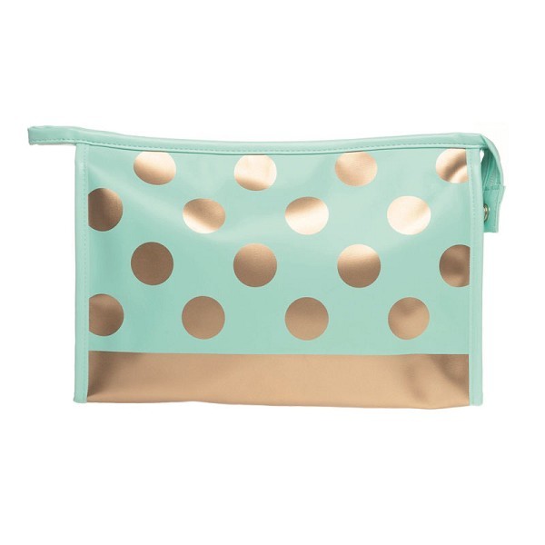 Toilettas, Dots collectie, 29 x 8 x 19 cm, PU materiaal, 2 kleine binnenvakken aan 1 zijde