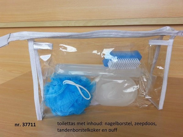 Toilettas transparant met inhoud 37711