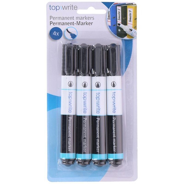 Top Write Permanent markers 4-delig zwart