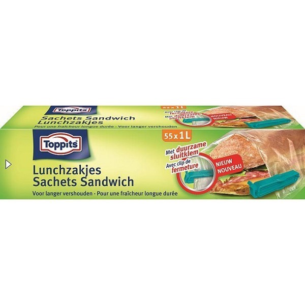 Toppits Lunchzakjes 1 liter 16,5x25cm doosje a 55st