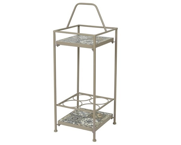 Toulouse buitenwijnrek / serveertafel taupe met mozaiek-inleg 28x26x74.5cm