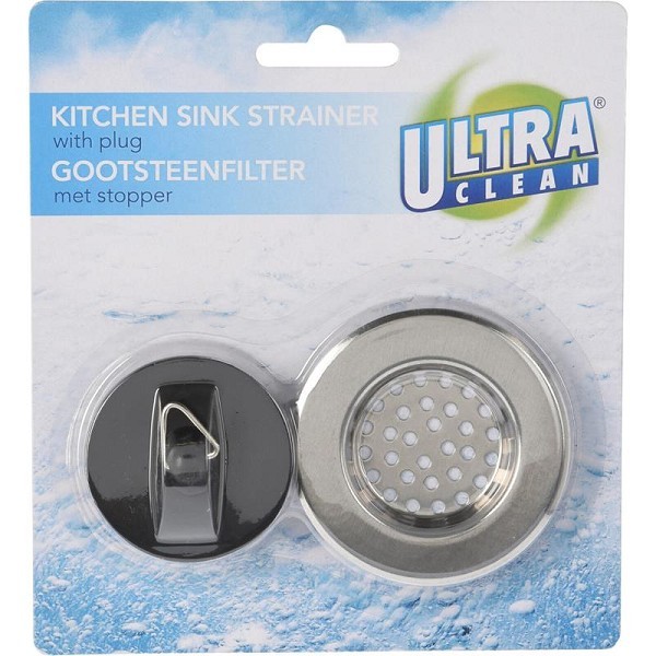 Ultra Clean Gootsteenzeef RVS (dia.6,5) met rubber stopper (4,5cm)