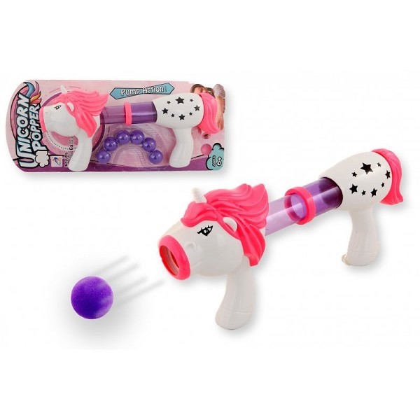 Unicorn popper gun 35cm met 6 ballen