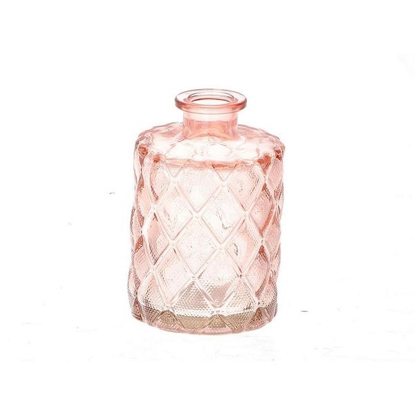 Vaas Vivance glas met reliëf Ø7xh10,5cm roze