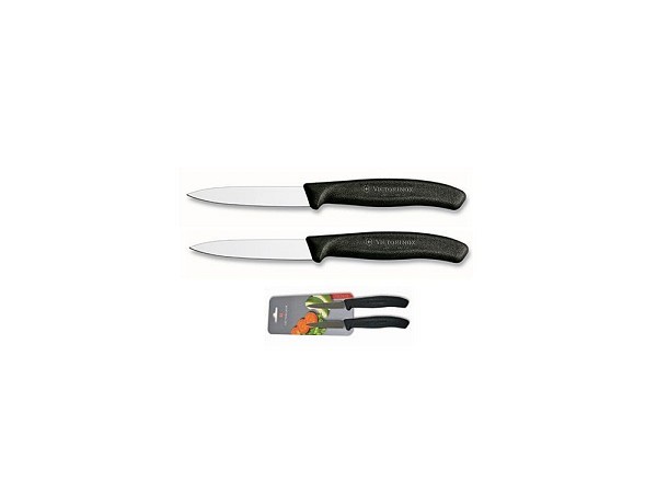 Victorinox Groenteschilmesje glad zwart 2 stuks op kaart