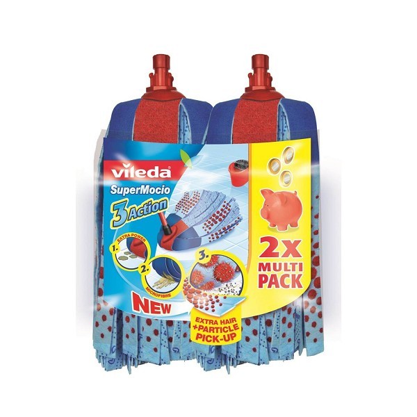 Vileda Super Mocio reservemop blauw pak a 2 stuks