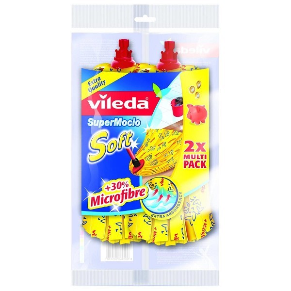 Vileda SuperMocio Soft reservemop geel multipack a 2 stuks