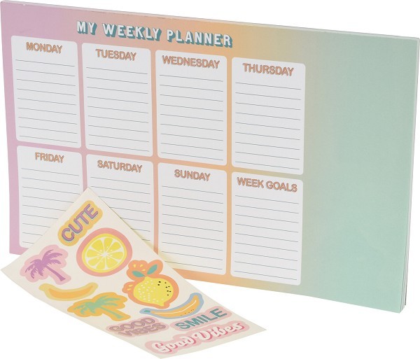 Weekplanner met stickers 33,5x21cm