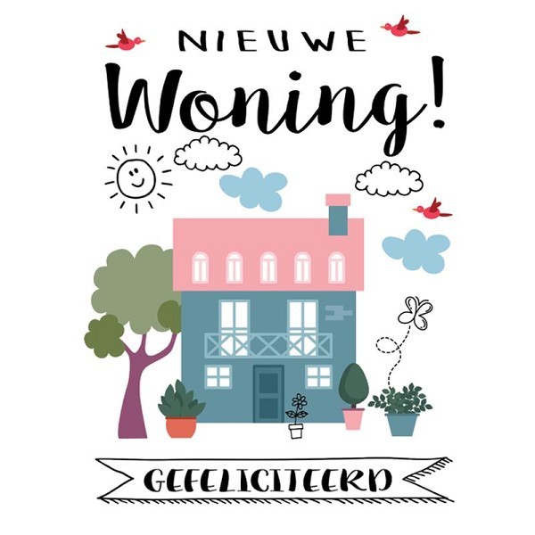 Wenskaarten nieuwe woning pakje a 10 stuks met envelop