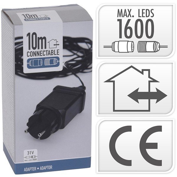 Adapter met 10 meter snoer voor BEGIN koppelverlichting van 31Volt voor max.1600 LED in- en outdoor