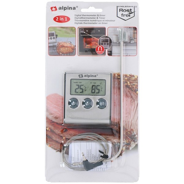 Alpina Thermometer digitaal met timer 6,5x7cm