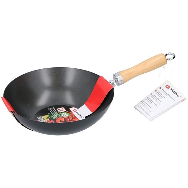 Alpina Wok 25cm met houten handvat