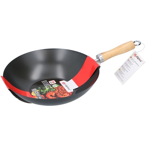 Alpina Wok 30cm houten handvat