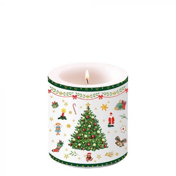 Ambiente Kaars klein Christmas Evergreen White