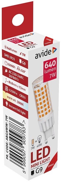 Avide LED lamp G9 7W Warmwit 3000K (640 lumen) ABG9WW-7W