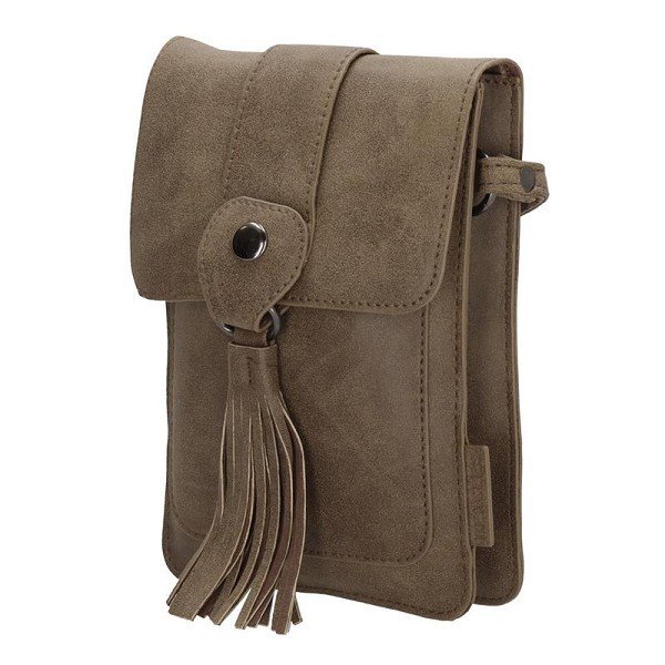 Beagles Carral telefoontasjeÂ kunstleder 12,5xh18cm donkertaupe