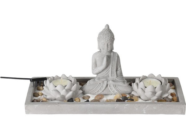 Boeddha zen tuintje set 29,5x12x7cm