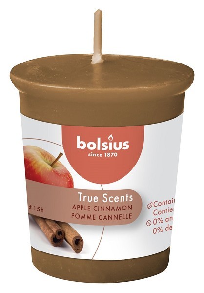 Bolsius Gegeurde Votive 53/45 True Scents Apple Cinnamon pak a 12 stuks