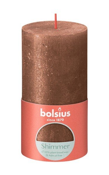 Bolsius Rustiek stompkaars 130/68 Shimmer Copper