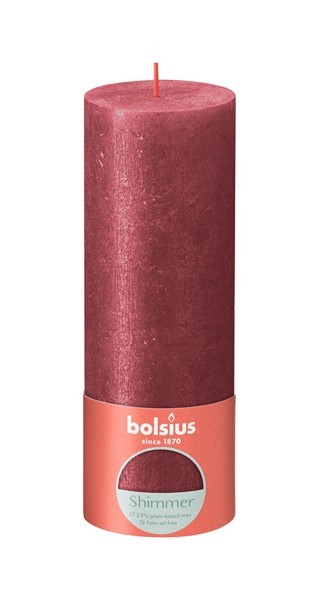 Bolsius Rustiek stompkaars 190/68 Shimmer red