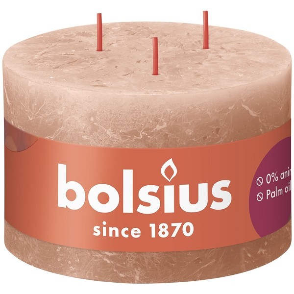 Bolsius Rustiek stompkaars 90/140 3lont Creamy Caramel- Romig Karame