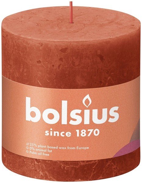 Bolsius Shine Collection  Rustiek stompkaars 100/100 Earthy Orange- Aards Oranje